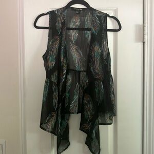 Forever 21 black boho sheer vest - S